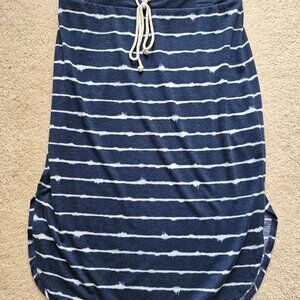 Jersey Knit Blue Striped Skirt
